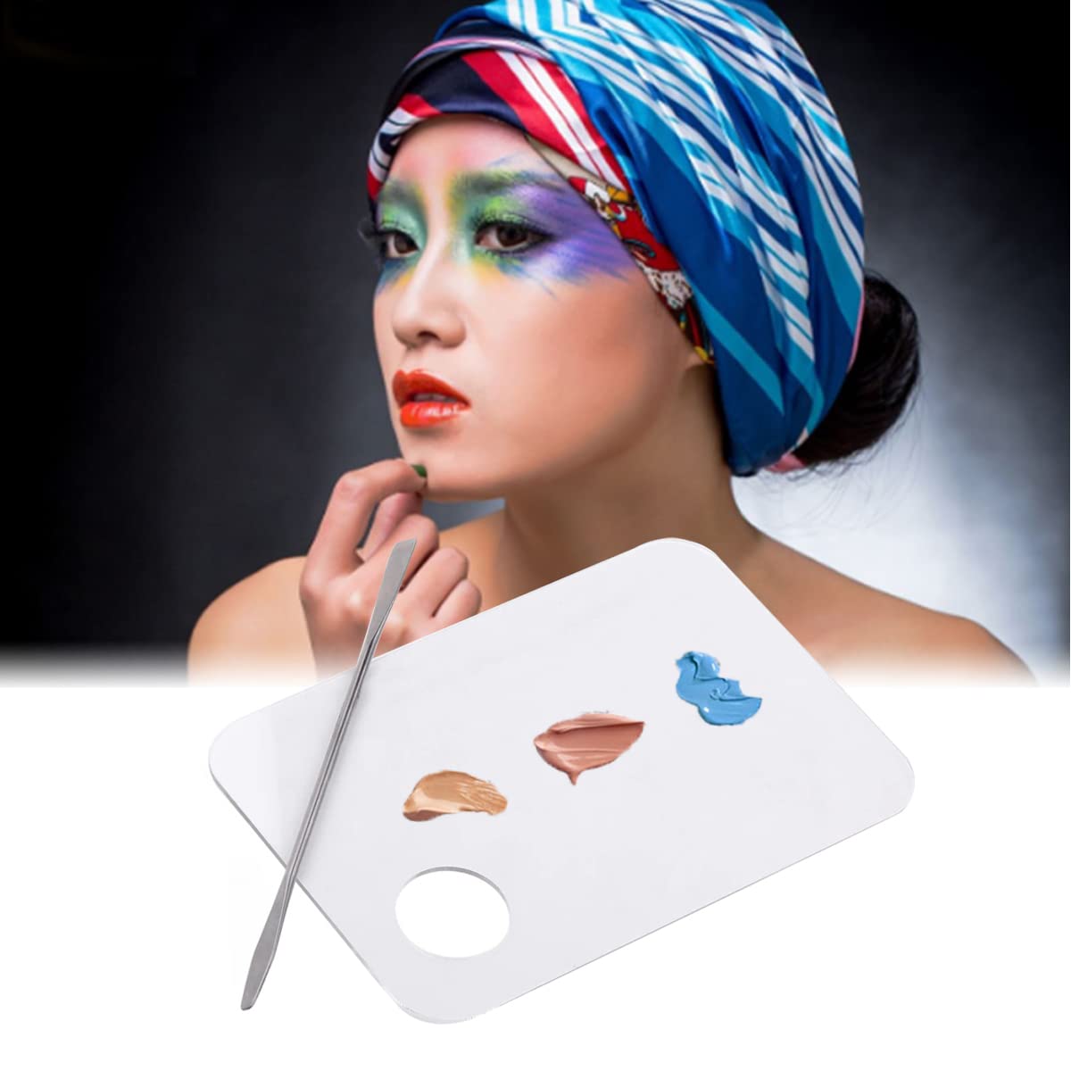 Acrylic Cosmetic Makeup Palette, 2 Pack Makeup Mixing Palette, Foundation Palette with Spatula Tool for Nail Art Eye Shadow Eyelash Makeup Professional Pigment Blending
