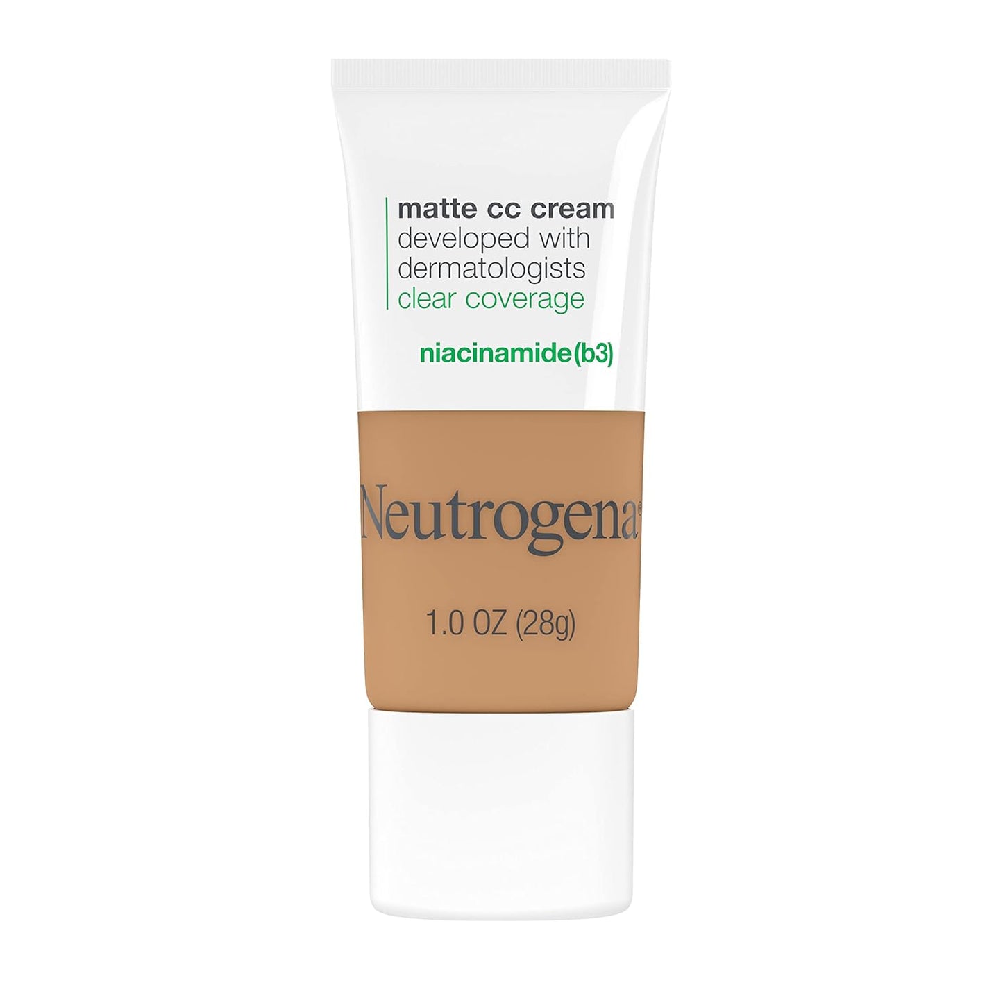 Neutrogena Clear Coverage Flawless Matte CC Cream, Full-Coverage Color Correcting Cream Face Makeup with Niacinamide (b3), Hypoallergenic, Oil Free &-Fragrance Free, Butterscotch, 1 oz