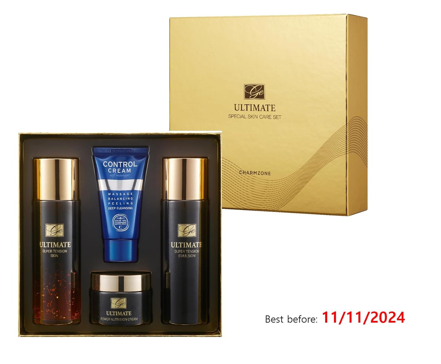 CHARMZONE TOPNEWS GE Ultimate Special Skincare Set of 4 Black Bee Propolis Hyaluronic Acid Ceramide for Skin Firming and Nourishment 9.86 oz. Valentine Day Gift Set for Women