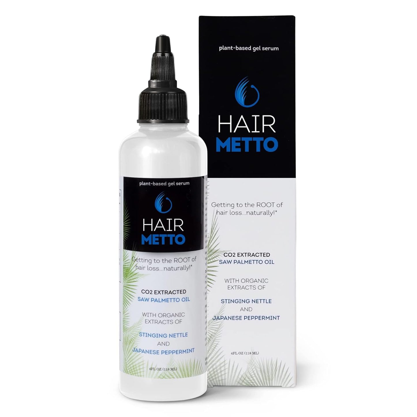 HAIRMETTO Saw Palmetto Extract Serum for Hair Loss, Hair Growth Serum with Stinging Nettle, Rosemary Oils and Peppermint Scent, Hair Serum for Men and Women - 4oz (118ml)