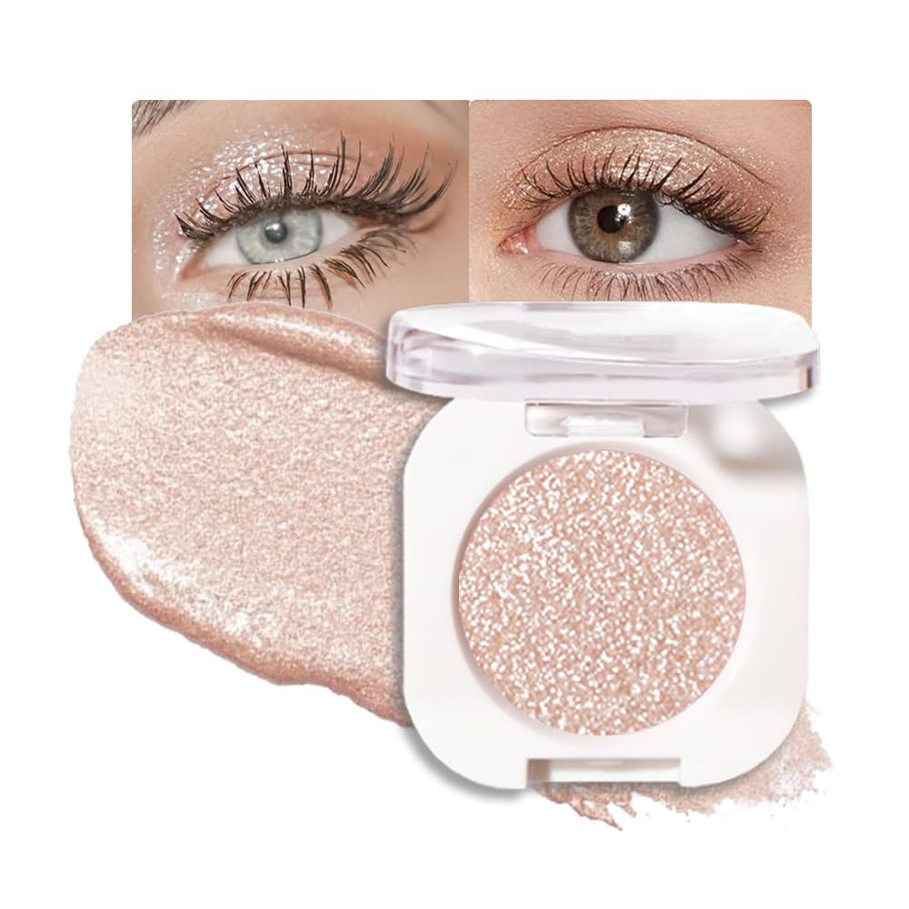 Pearl White Glitter Eyeshadow Palette for Women, Single Monochrome Eye Shadow Makeup, Shiny Pressed Powder, Blendable Natural sombras para ojos, Holographic,Vegan,Travel -11