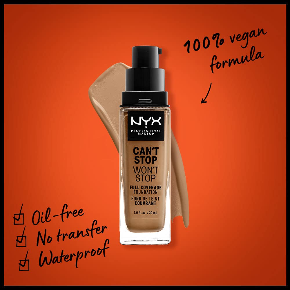 NYX PROFESSIONAL MAKEUP Can't Stop Won't Stop Foundation, 24h Full Coverage Matte Finish - Golden