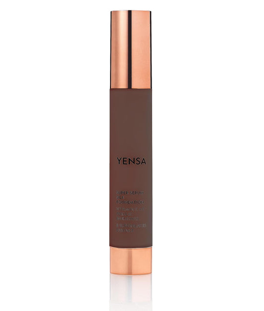 YENSA Super Silk Foundation - Full Coverage, Age-defying complex of Vitamin C, E, Ferulic, and Bakuchiol Oil (Deep 4) 1.0 fl oz