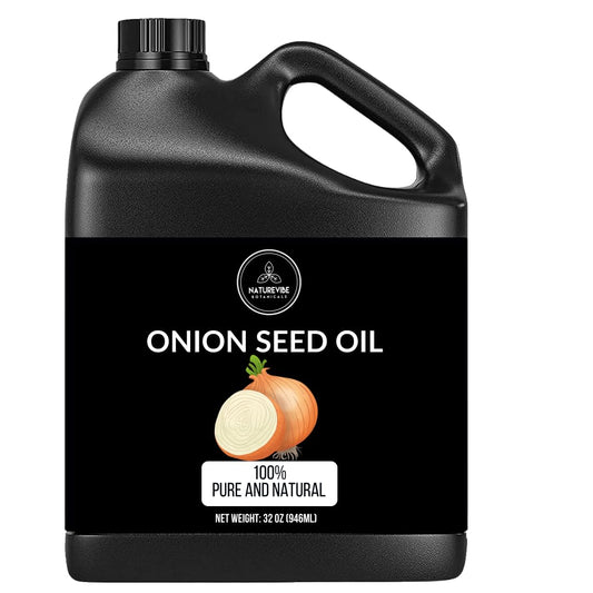 Naturevibe Botanicals Onion Oil 32 oz – 100% Pure Cold-Pressed Nourishing Hair & Skin Oil | Sulfur-Rich for Stronger Hair Growth & Scalp Health