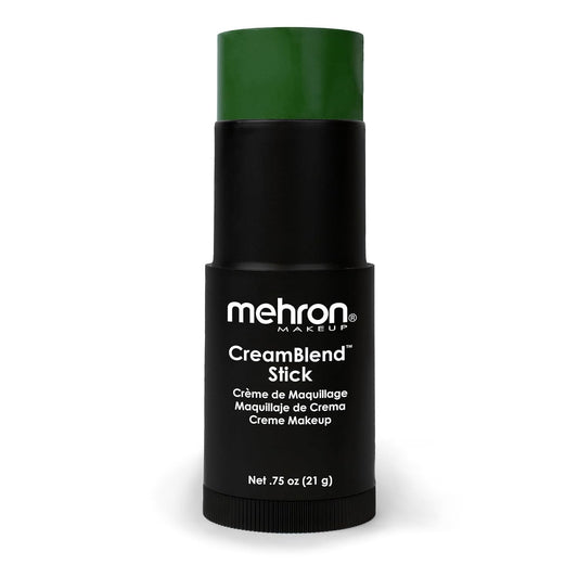 Mehron Makeup CreamBlend Stick | Face Paint, Body Paint, & Foundation Cream Makeup | Body Paint Stick .75 oz (21 g) (Green)