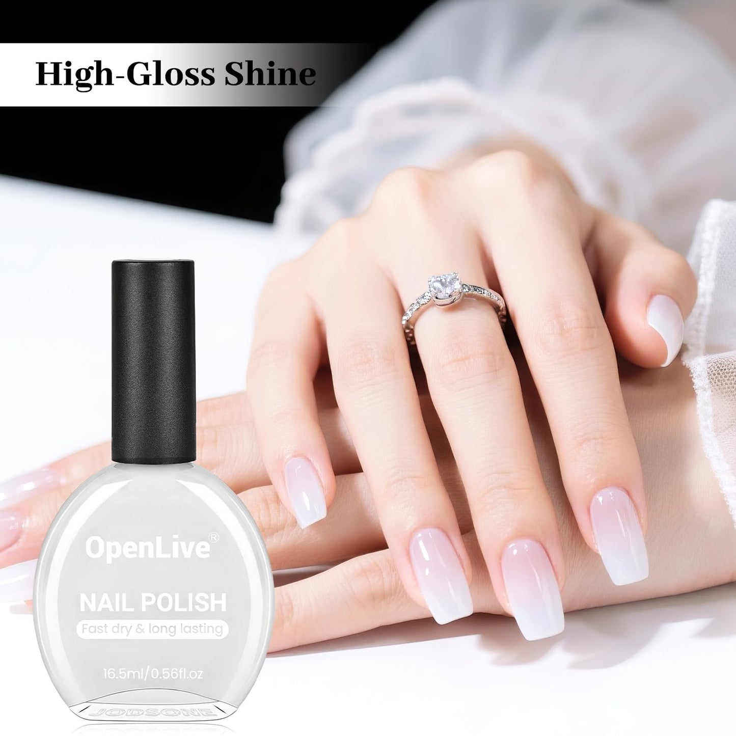 16.5ml Jelly Milky White Nail Polish Large Volume Quick Dry Nail Polish, Long Lasting Shine, Fingernail Toenail Nail Art DIY Home Travel Nail Art Gift