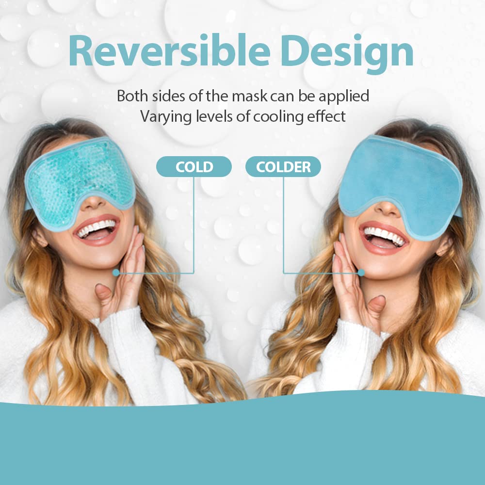 NEWGO Cooling Eye Mask Eye Ice Pack Cold Eye Mask for Puffy Eyes, Post Eye Surgery, Tired Eyes, Reusable Gel Eye Mask for Dark Circles, Migraines, Stress Relief, Itchy Eyes - Blue