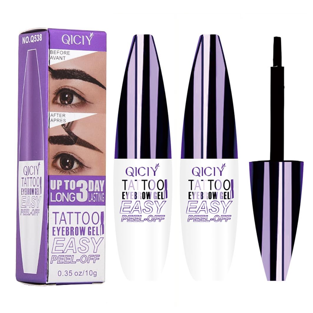 2pcs Light Brown Tattoo Eyebrow Gel Tinting, Waterproof & Transfer-proof for Fuller Brows, Suitable for All Skin Types (Light Brown, 2Pcs)