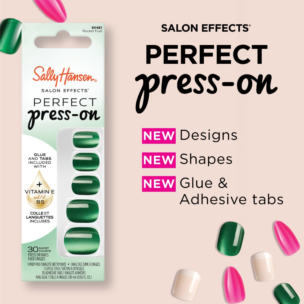 Sally Hansen Instant Cuticle Remover and Salon Effects ASAP Apple Press On Nails Kit, Nail Treatment and Manicure Set