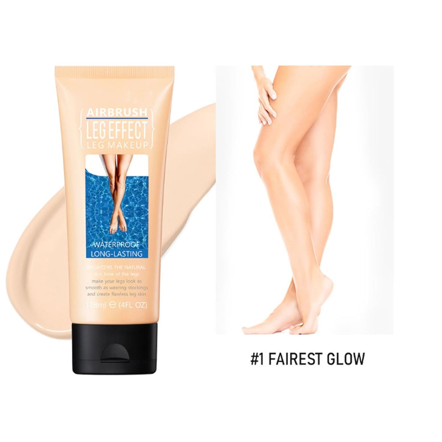 118ml Airbrush Legs, Leg Makeup Lotion, Body Makeup, Waterproof Long Lasting Full Coverage Lightweight Leg Body Cosmetic for Wedding (1#)