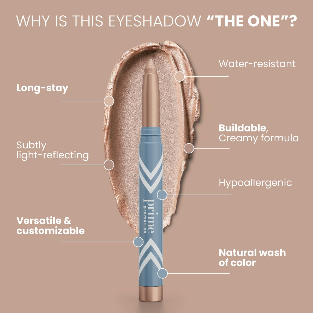 PrimeEyes Eye Brightener for Mature Women – Creamy Eye Shadow Sticks – Easy Application, Quick Eye Lift Effect – Hypoallergenic, Long Wear, Water-Resistant (Afterglow)