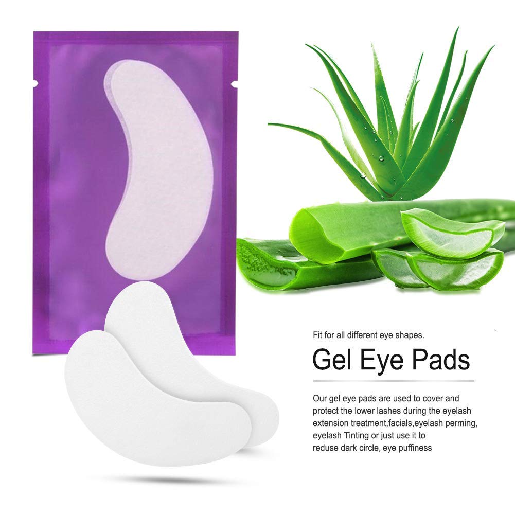 100 Pairs Eyelash Extension Gel Patches, Lash Extensions Hydrogel Under Eye Pads Beauty Eye Mask supplies(purple)