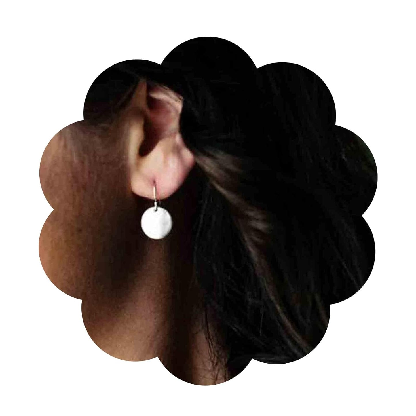 Boho Disc Coin Drop Earrings Tiny Circle Dangle Earrings Silver Smooth Coin Hook Earrings Minimalist Geometric Earrings for Women and Girls
