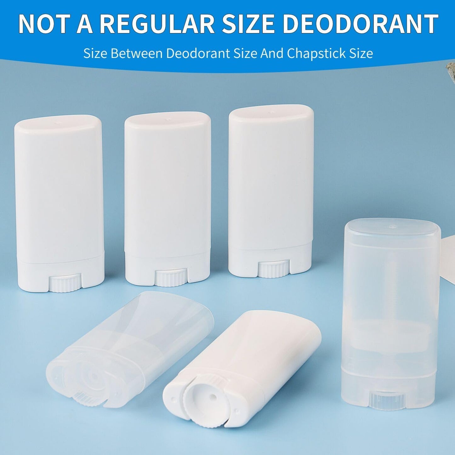 100PCS 15ML White Empty Oval Deodorant Lip Lipstick Balm Tubes Containers for DIY Homemade Crayon Chapstick Holder