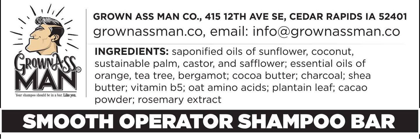 Solid Shampoo Bar Rich Lather 3 in 1: Hair, Beard & Body Wash - Plastic Free & Eco-Friendly, Natural & Organic Clean for All Hair Types, 4oz Bar (Smooth Operator, 6-Pack)