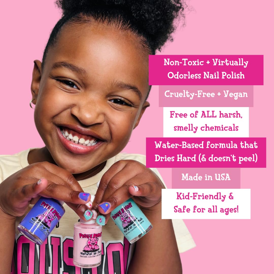 PIGGY PAINT 100% Non-toxic Girls Nail Polish - Safe, Chemical Free Low Odor for Kids, U.S. of YAY!