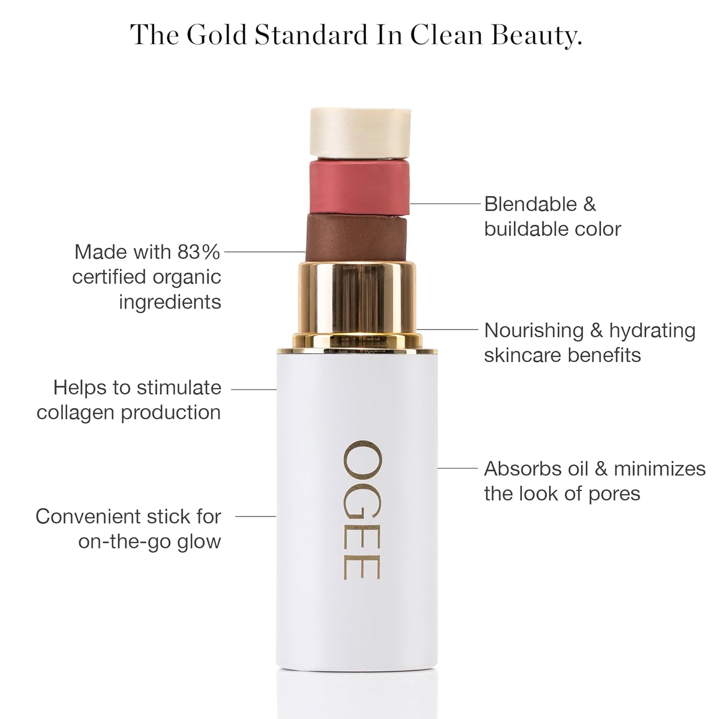 Ogee Sculpted Face Stick (OBSIDIAN - MATTE DEEP BRONZE) Certified Organic Bronzer Stick & Contour Makeup - Multi-Use Bronzer Stick for Face