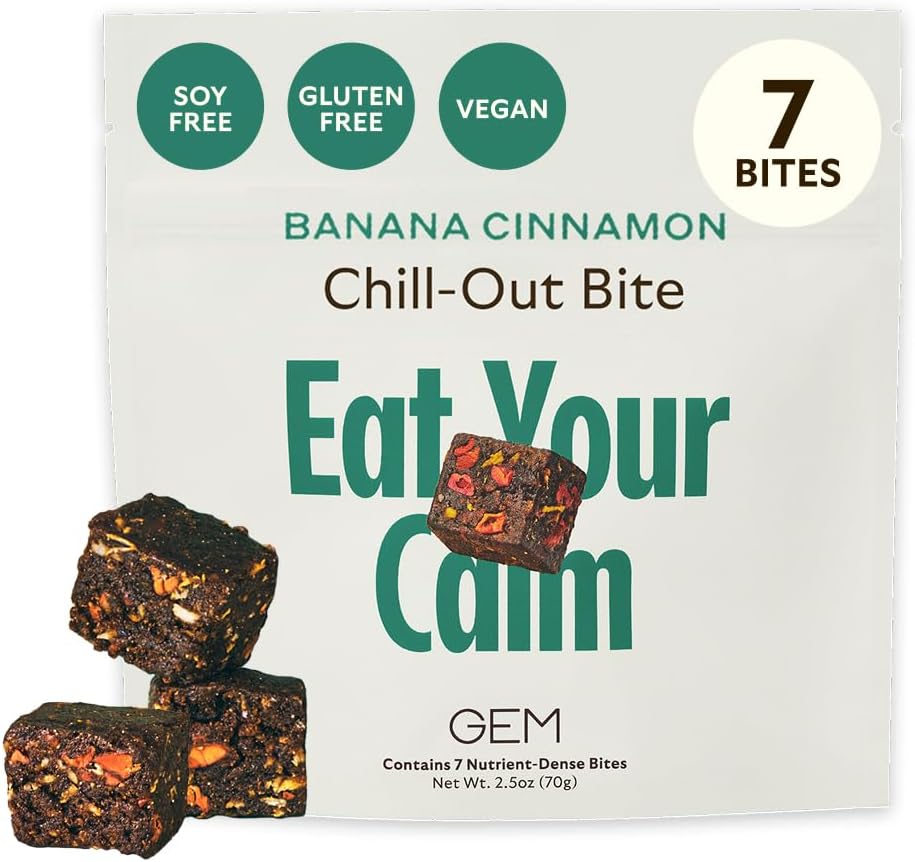 GEM Calm Essentials Vitamin with Magnesium for Stress Support and Focus, Lemon Balm, Gluten Free, Vegan, Banana Cinnamon, 1 Pack of 7