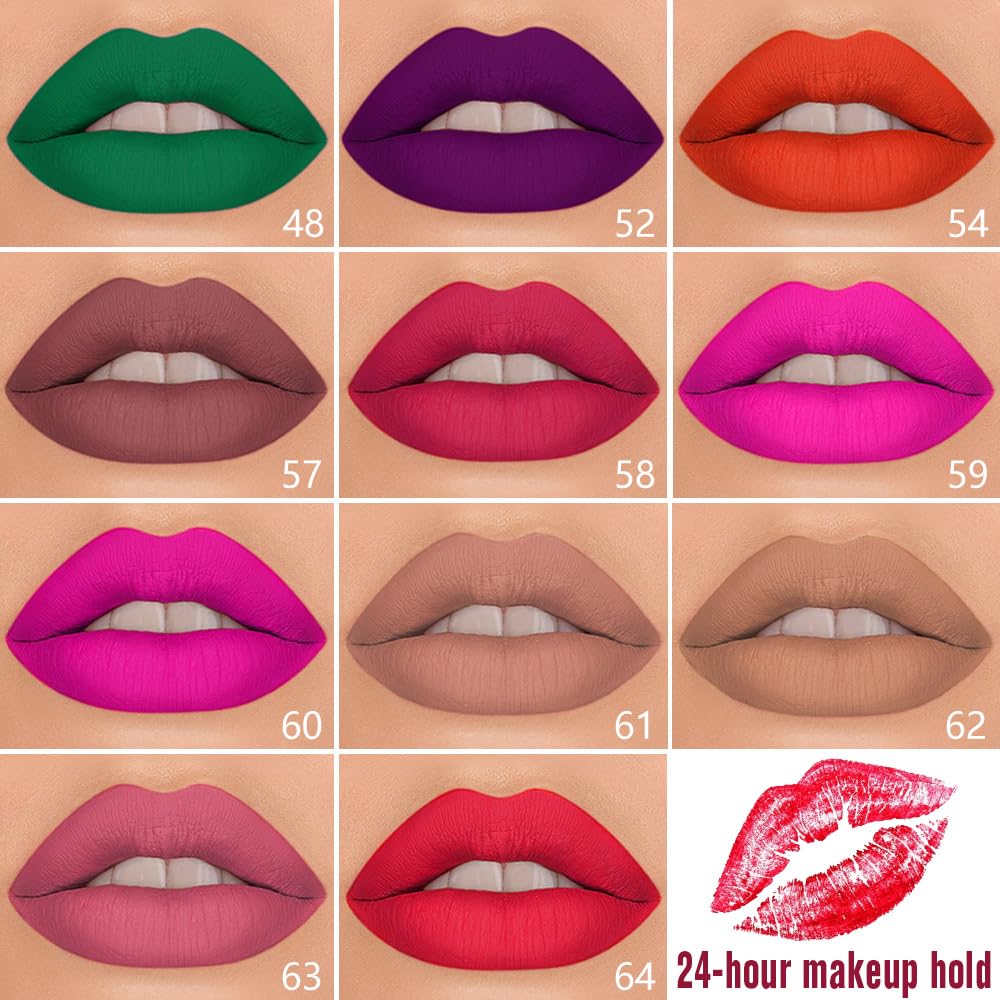 evpct 1Pcs Red Brown Matte Lip Liner & Liquid Lipstick Stain Makeup Set for Women, Red Brown Lip Liner Stain Long Lasting Waterproof Smudge Proof, Cruelty Free Lip Stick Makeup 24 hours originales, 57
