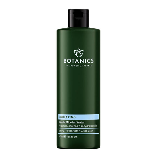 Botanics Micellar Water Makeup Remover - Hydrating & Gentle Cleansing Water - Enriched with Snow Mushroom & Aloe Vera - Vegan & Cruelty-Free Eye Makeup Remover Liquid (13.5 Fl Oz)