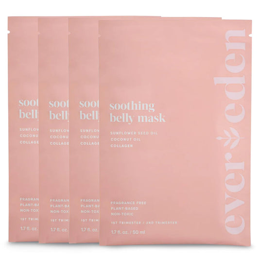 Evereden Soothing Belly Mask - 4 Belly Masks for Pregnant Women 2nd & 3rd Trimester - Hydrating, Nourishing, & Soothing Pregnancy Skin Care Belly Masks - Clean & Vegan Pregnancy & Maternity Products