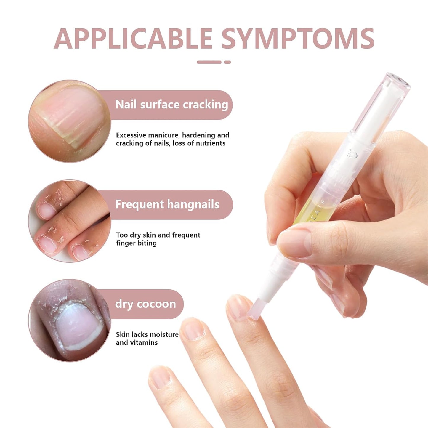 Nail Growth Oil, 2 PCS Cuticle Oil for Nails, Rejuvenation Nail Repair Oil for Moisturize Strengthen
