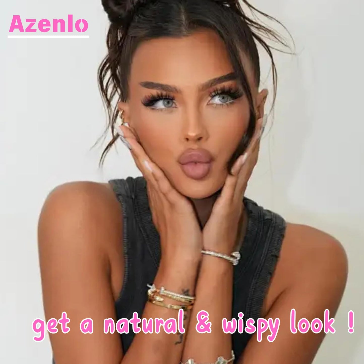 False Eyelashes 48 Pairs Faux Mink Lashes 14mm Wispy Lashes 3D Fluffy Cat Eye Lashes Pack Bulk Wholesale Strip Lashes(style 48-045)