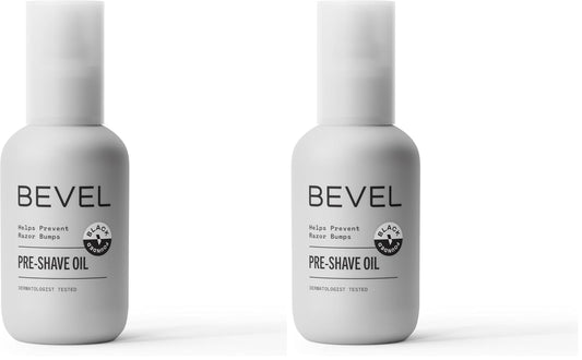 Bevel Pre Shave Oil for Men with Castor Oil, Olive Oil and Tea Tree Oil, Helps Soften Hair and Protect Skin from Irritation and Razor Burn, 2 Fl Oz (Pack of 2)