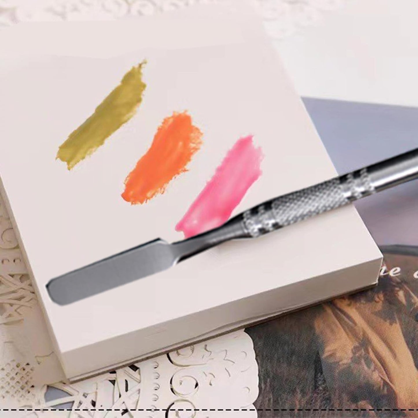 100 Sheets Disposable Nail Polish Palette Paper Nail Art Mixing Palette Papers Portable Waterproof Nail Art Makeup Palette Nail Gel Mixing Tool with Nail Palette Stirring Rod (100pcs)