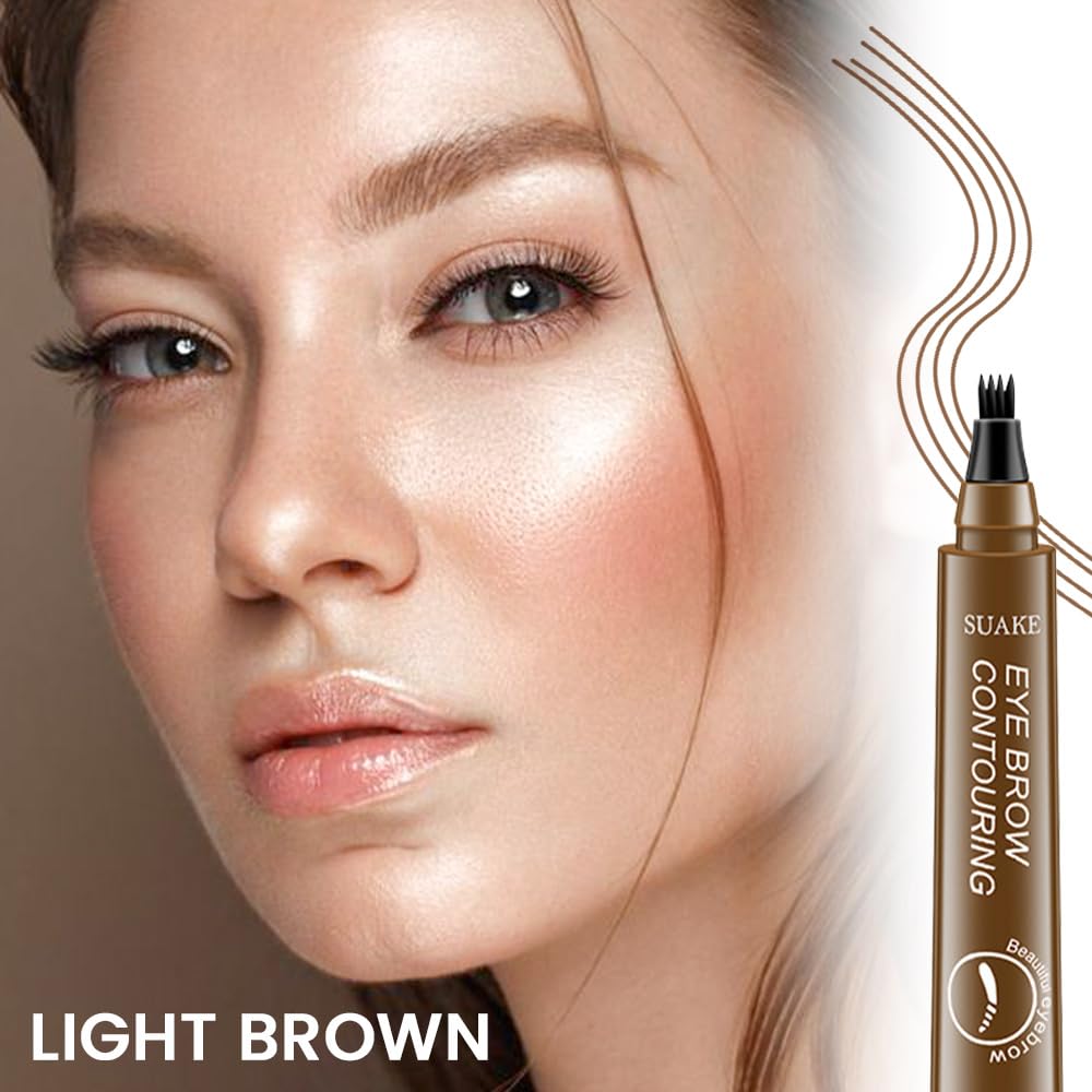 Eyebrow Ink Pencil by Brow Stylist -Micro 4 Point Brow Pen Lift & Snatch Eyebrow Pen Kits,Long-Lasting Waterproof Natural Eyebrow Hair (B-1Pc 01# Light brown)