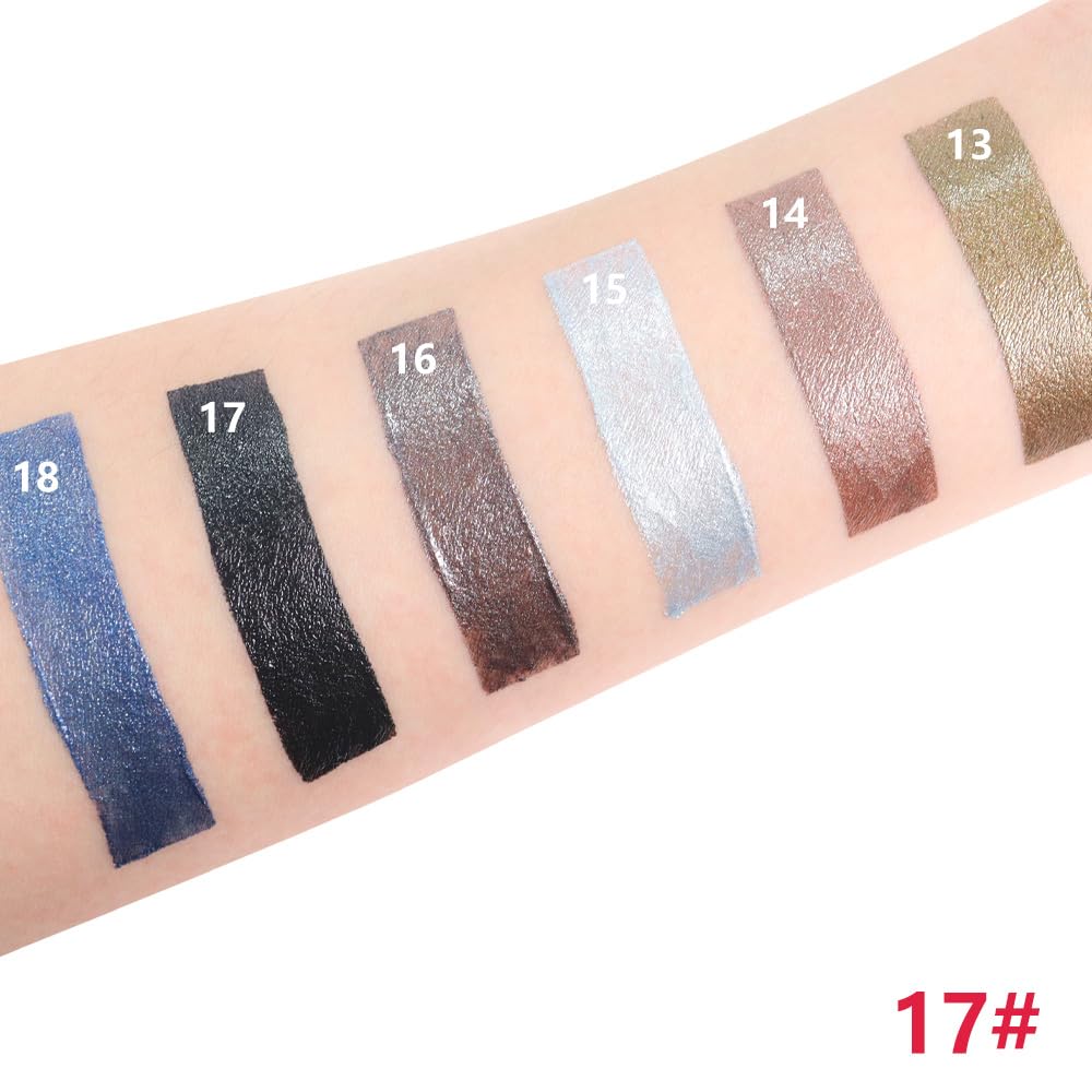 Black Shimmer Cream Eye Shadow Stick Makeup for Women, Black Shimmer Matte Eye Shadow Brightener Stick for Eyes, Long-lasting Waterproof Eyeshadow Pencil Applicator Blendable for Eye Highlight 17
