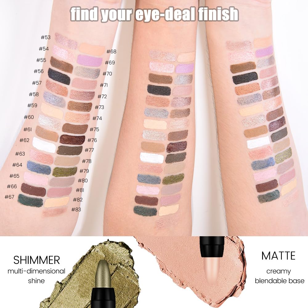 evpct White Matte Cream Eye Shadow Sticks Brightener Pencils for Women, Smoky White Silky Eyeshadow Applicator Stick Pen Waterproof, Blendable Crease-Proof Stick Eyeshadow Matte Eye Makeup 62