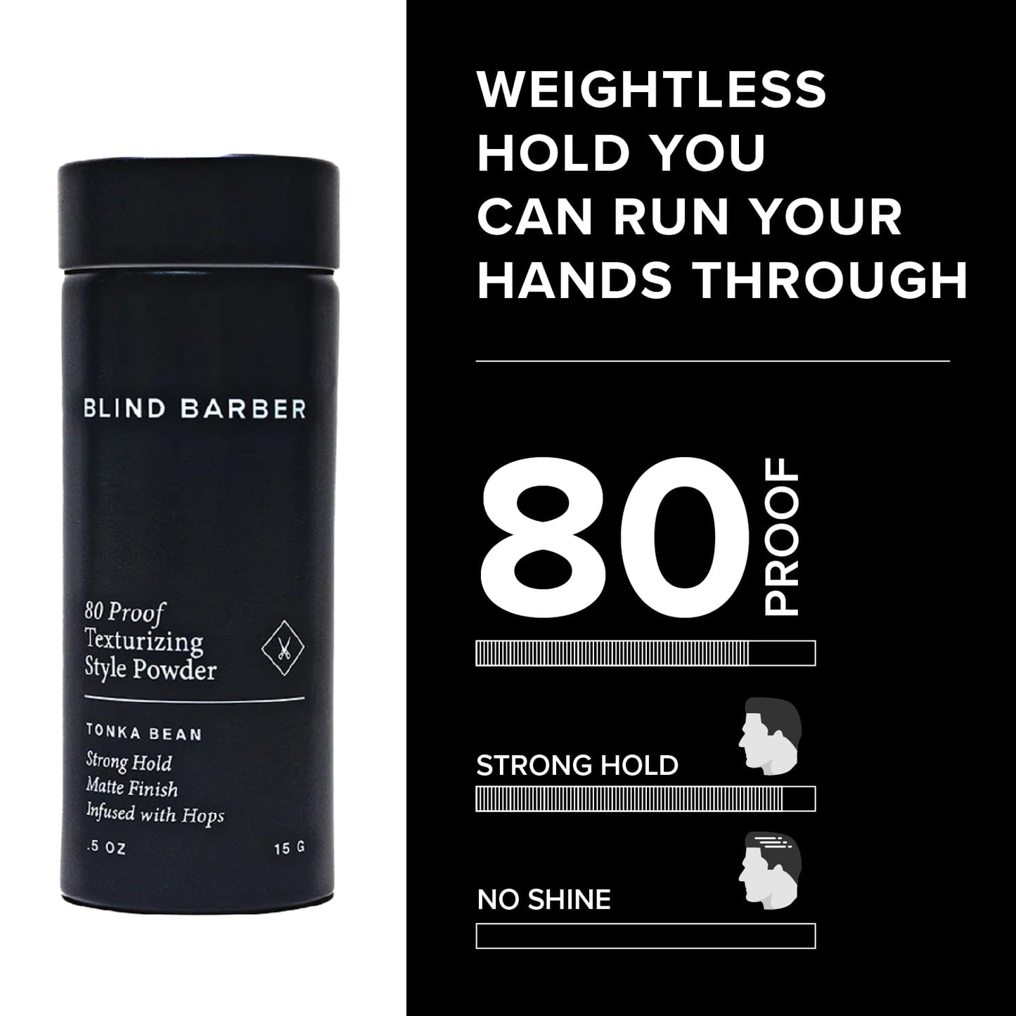 Blind Barber 80 Proof Texturizing Powder - Hair Styling Texture Powder for Men - Builds Weightless Volume - Matte Finish - Medium-to-Strong Hold Hair Products (0.5 oz)
