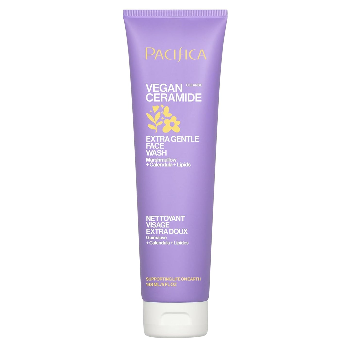 Pacifica Face Wash for Sensitive Skin Facial Cleanser Vegan Ceramide Barrier Repair Extra Gentle for Daily Fragrance Free for Sensitive Skin, Clean Beauty, Vegan & Cruelty-Free Dermatologist Tested
