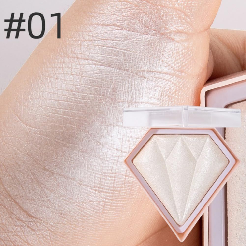 White Highlighter Makeup Palette, Face Highlighter Palette Glitter Highlighter Palette Shimmer Highlighter Powder for Face Cheek Illuminator Iluminadores de Maquillaje (01)