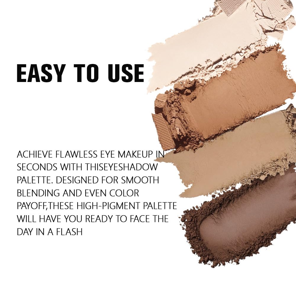 Kaely Powder Eyeshadow Quad, Natural Brown Matte Eyeshadow Palette Makeup, Neutral Eye Shadow Palette for Older Women Pigmented Waterproof, sombras para ojos, Blendable, Cruelty-free, 15