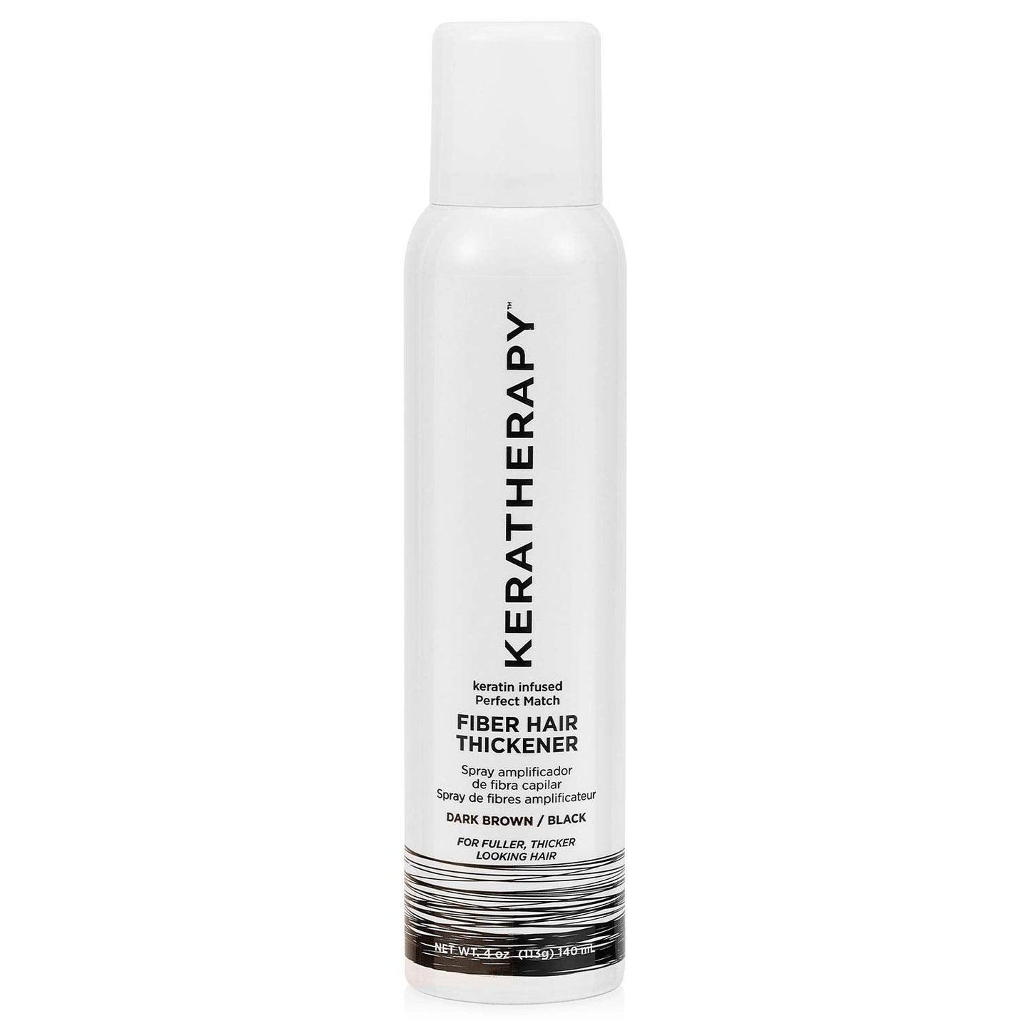 Keratherapy Keratin Infused Perfect Match Fiber Hair Thickener Spray, Dark Brown to Black, 4 fl. oz., 140 ml - Volumizing, Thickening, & Concealing Hairspray for Scalp Coverage, Roots & Thinning Areas