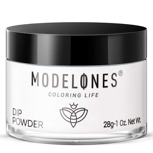 Modelones Dip Powder White Color, Nail Dipping French Nail Art Pro Collection System for Starter Manicure Salon DIY at Home, Odor-Free, Long-Lasting, No Needed Nail Lamp Cured, 1 Oz