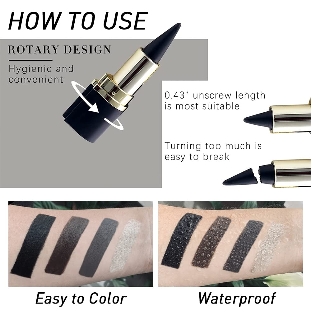 Kaely 2Pcs Black Brown Gel Eyeliner Pencil, Natural Black Eyeliner Cream for Waterline, Crayon Eye Liner Waterproof Smudge Proof, Smokey Eye Eyeshadow Palette Halloween Makeup, delineador de ojos