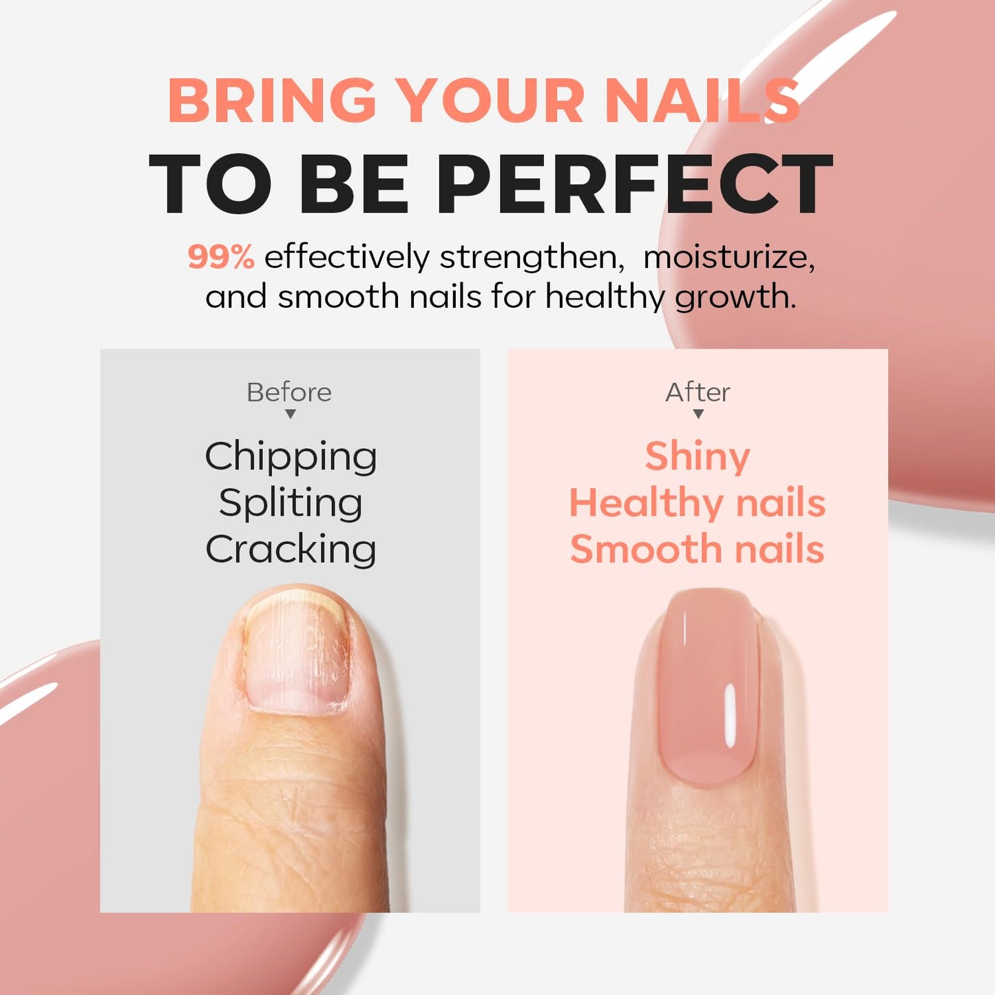 modelones Nail Strengthener and Growth Nail Hardener Extra Strong and Growth Nude Nail Polish Nail Repair for Damaged Nails Strengthening Polish Ridge Filler for Nails 15ml