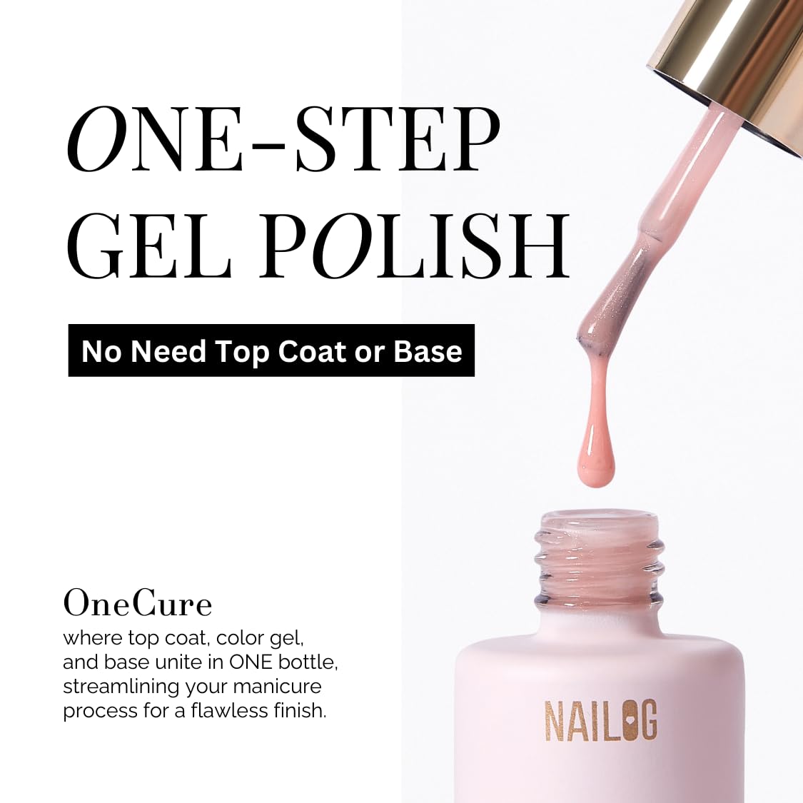 NAILOG One Step Red Gel Nail Polish 12ml Top Coat Color Gel Base 3-In-1 Formula Soak Off UV Gel Polish for Home DIY & Gifting | Ruby Red