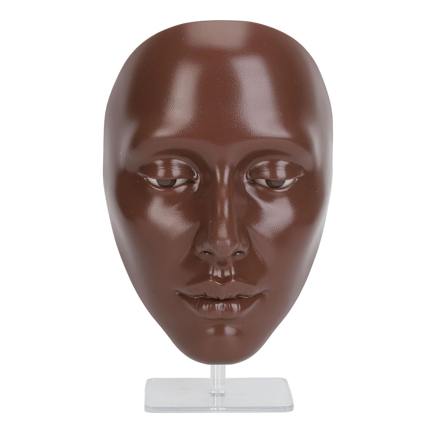 Silicone Full Face Mannequin, Makeup Mannequin Face Elastic with 20ml Makeup Remover Oil Stand for Eyelash (Black)