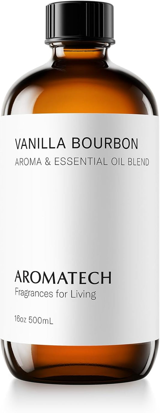 AromaTech Vanilla Bourbon Aroma Essential Oil Blend: Luxury Hotel Inspired Aromatherapy with Vanilla Bean, Bourbon & Oak Barrel for Ultrasonic Diffusers & Nebulizers - 16 fl oz, 500 mL