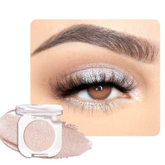 Sheer White Sparkle Eyeshadow Palette for Women, Single Monochrome Eye Shadow Makeup, Shiny Pressed Powder, Blendable Natural sombras para ojos, Holographic,Vegan,Travel -23