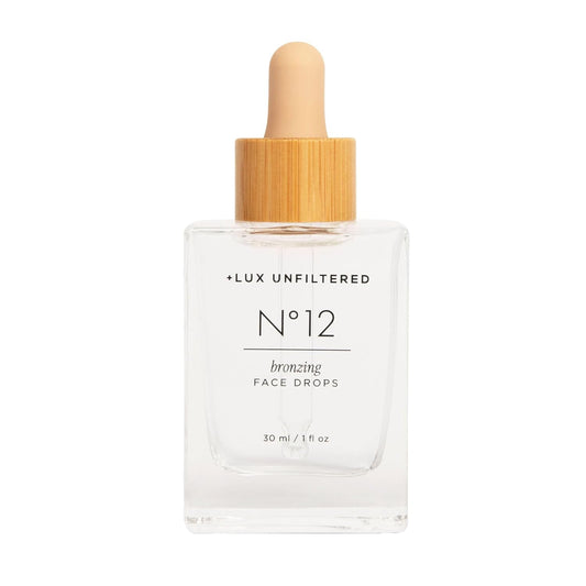'+ Lux Unfiltered N°12 Face Tanning Drops - Non-Comedogenic Bronzing Drops for Face with Hyaluronic Acid, Vitamin E, & Passionfruit Oil - Fragrance Free, Cruelty Free, & Vegan Self Tanner
