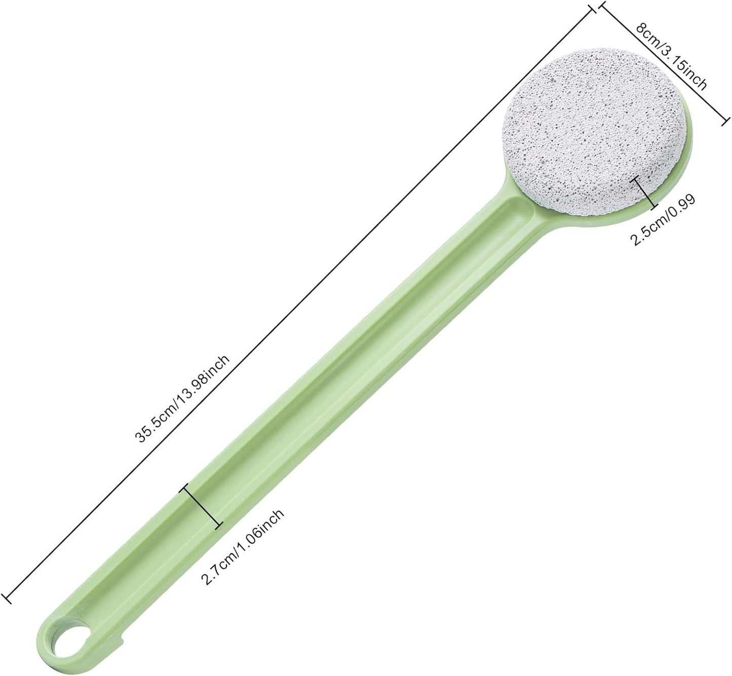 Pumice Stone for Feet with Long Handle 14", 3 Pcs Hard Skin Callus Remover, Scrubber and Exfoliator for Dead Dry Skin, Softer & Smoother Feet, Pedicure Tool (Straight) Green