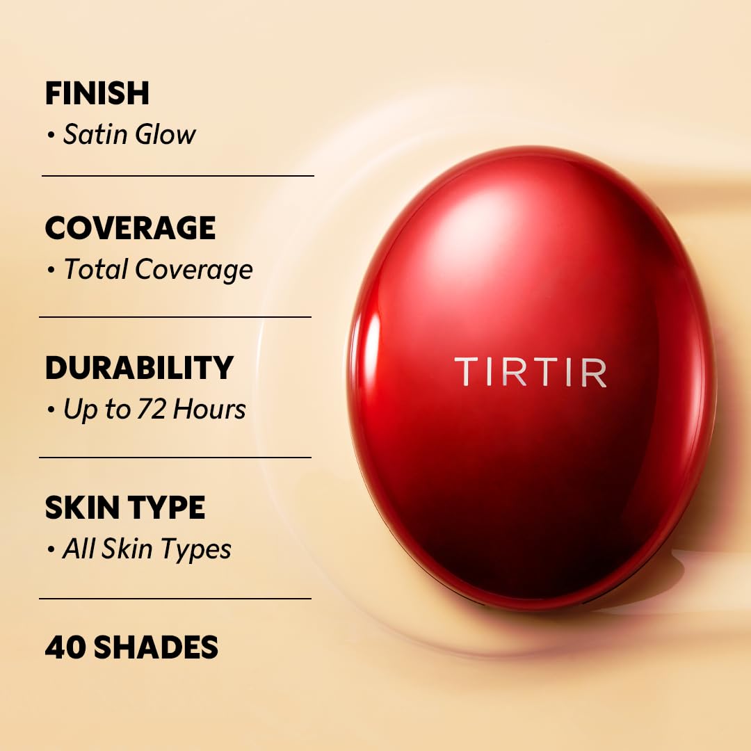 [*Mini Size*] TIRTIR Mask Fit Red Cushion Foundation | Full coverage, Weightless, Skin fit, Satin Glow Finish, Korean Makeup BB Foundation, beauty, Tattoo cover up, Buildable (#25N Mocha, 0.15 Fl Oz)