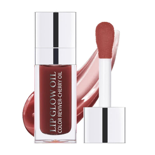 Hydrating Lip Glow Oil-Lip care oil- Lip Oil Tinted for Lip Care and Dry Lips-Prevents Dry Cracked-Non-sticky Big Brush Head-Lip Plumping -Lip Oil gloss tinted-020#MAHOGANY