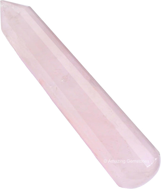 Amazing Gemstone Rose Quartz Crystal Wand Massage Stick - Pelvic Wand Gua Sha for Adults - Crystals and Healing Stones Massage Wands for Adults Gifts (Pointed)