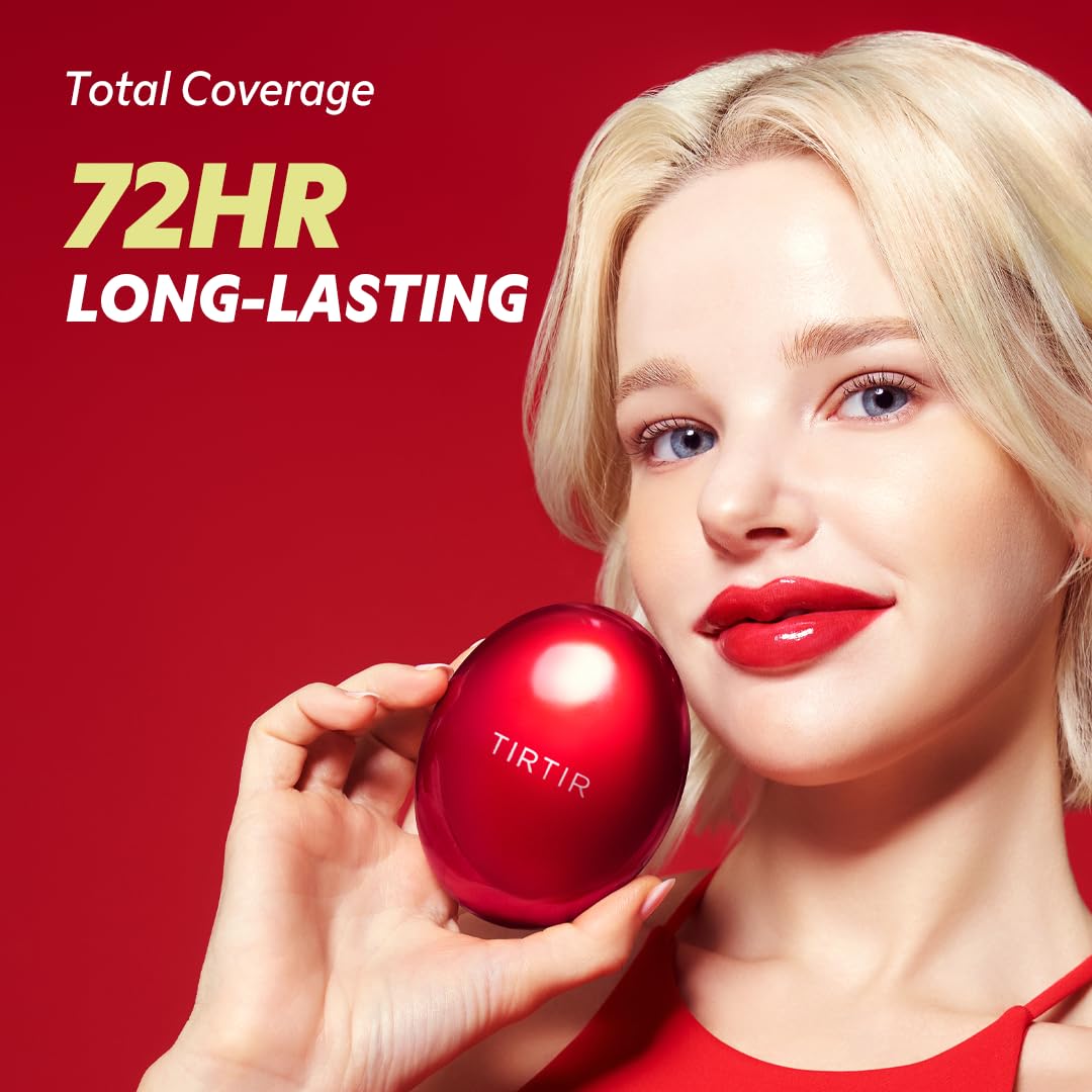 [*Mini Size*] TIRTIR Mask Fit Red Cushion Foundation | Long-Lasting, Lightweight, Buildable Coverage, Semi-Matte Finish, Korean Cushion Foundation (#45W Chestnut, 0.15 Oz)